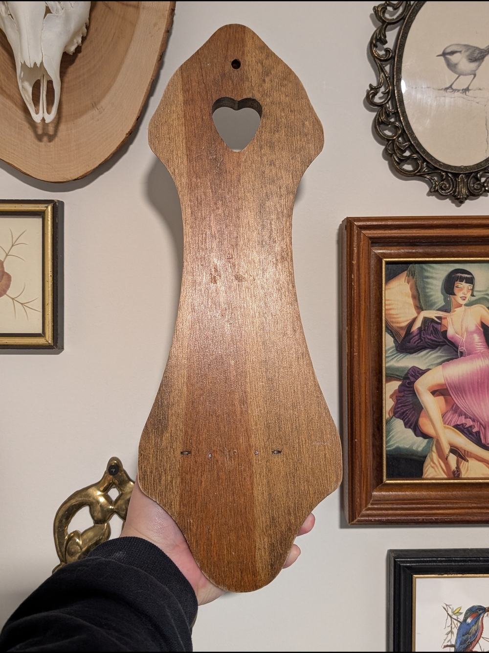 Vintage Wooden Wall Sconce With Heart Cut-out - Picture 3 of 3